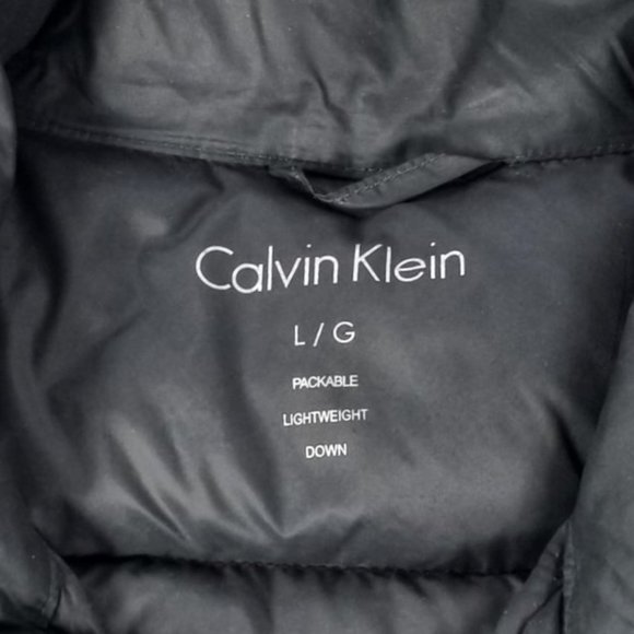 Calvin Klein Puffer Lightweight Duck Down Men's Large Black Jacket Coat - Picture 7 of 9